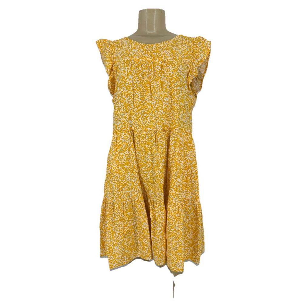 🌻J. Crew Yellow Floral Ruffle-Sleeve Mini Dress 🌻🌻